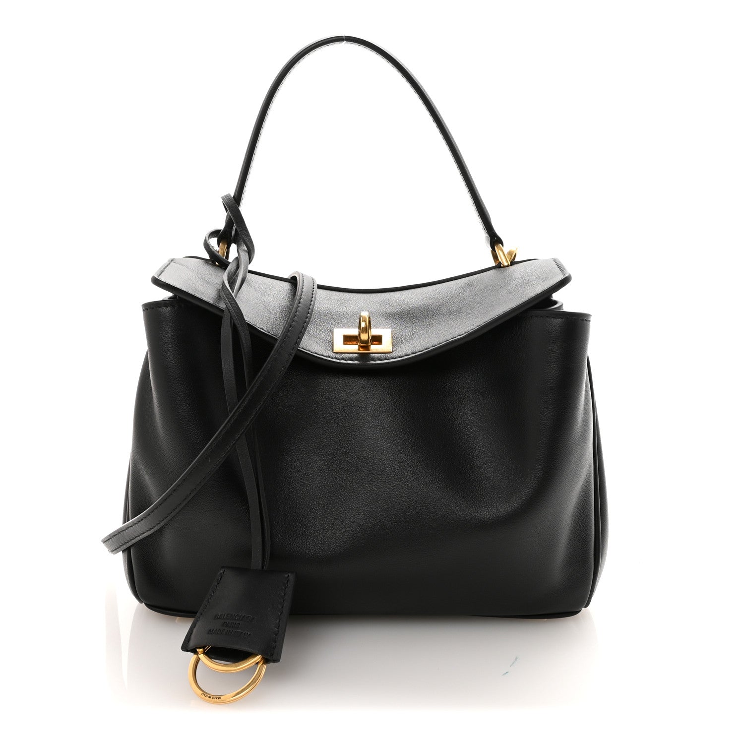 Balenciaga Natural Smooth Calfskin Mini Rodeo Top Handle Handbag Black 1 of 9