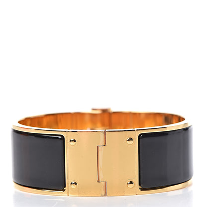 Hermes Enamel Charniere Uni Wide Hinged Bracelet M Black 3 of 6