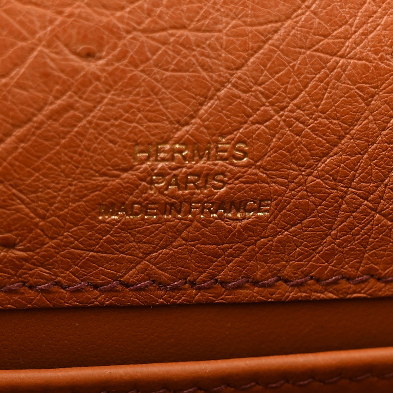 Hermes Ostrich Kelly Pochette Cognac 6 of 10