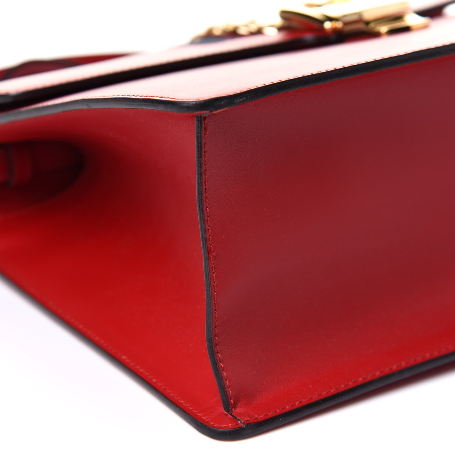Gucci Calfskin Medium Sylvie Top Handle Bag Hibiscus Red 9 of 10
