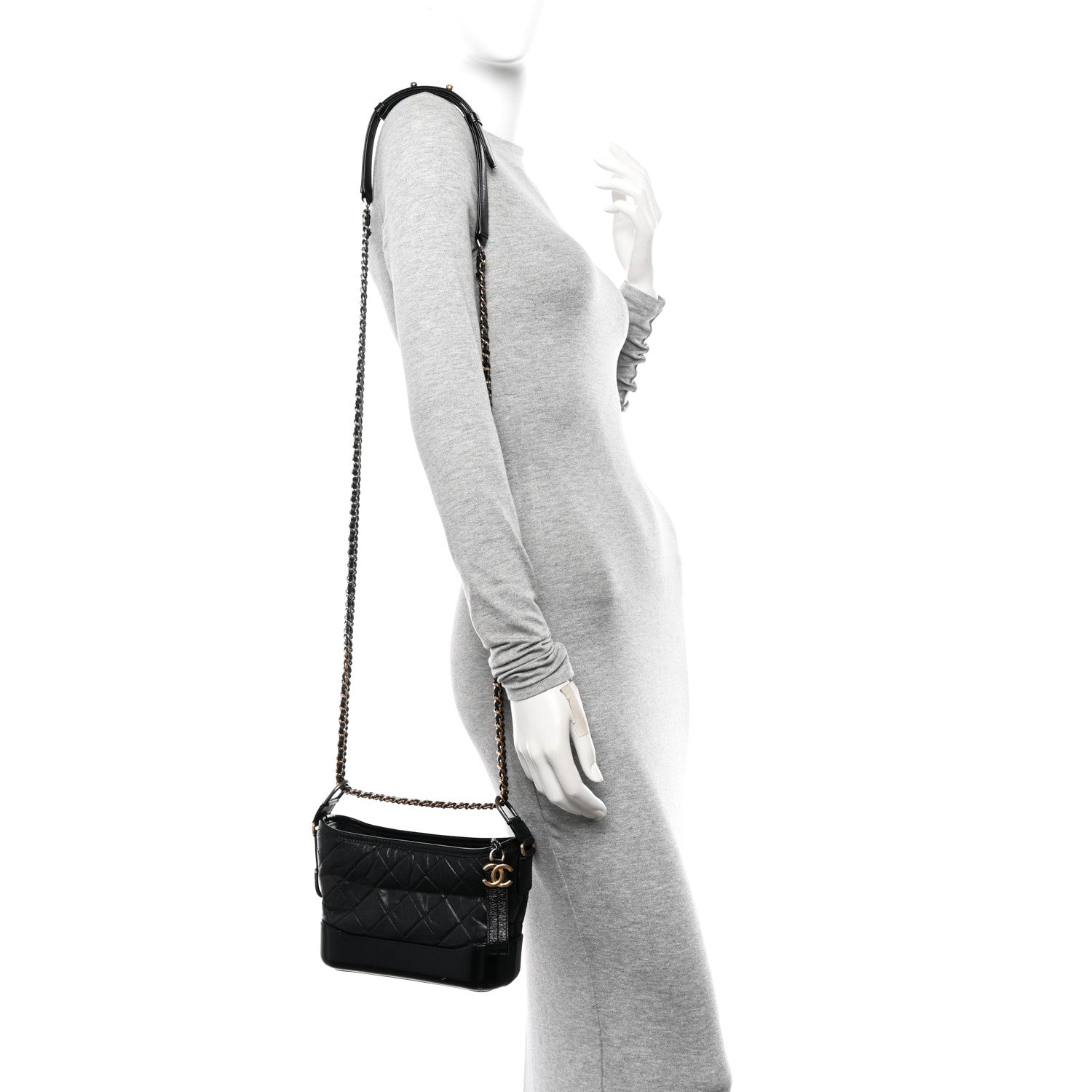Chanel Aged Calfskin Quilted Small Gabrielle Hobo Black 2 of 15
