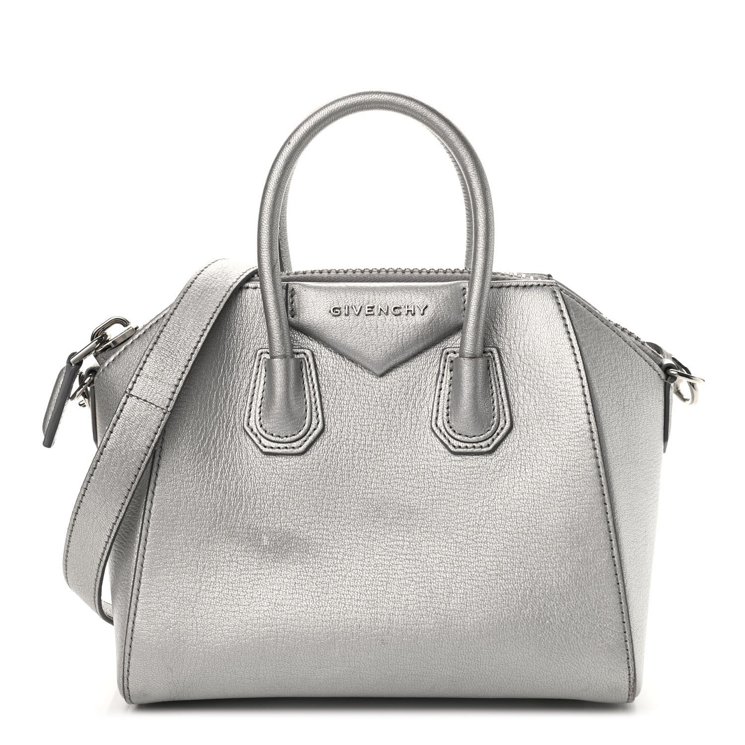 Givenchy Metallic Sugar Goatskin Mini Antigona Silver 1 of 19