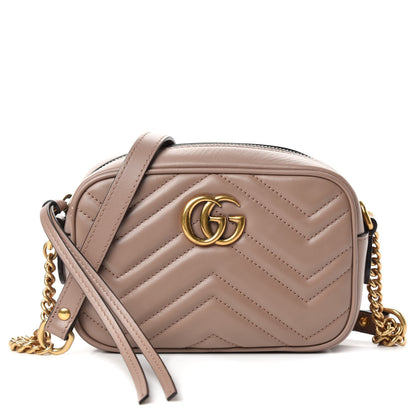 Gucci Calfskin Matelasse Mini GG Marmont Chain Shoulder Bag Porcelain Rose 1 of 10