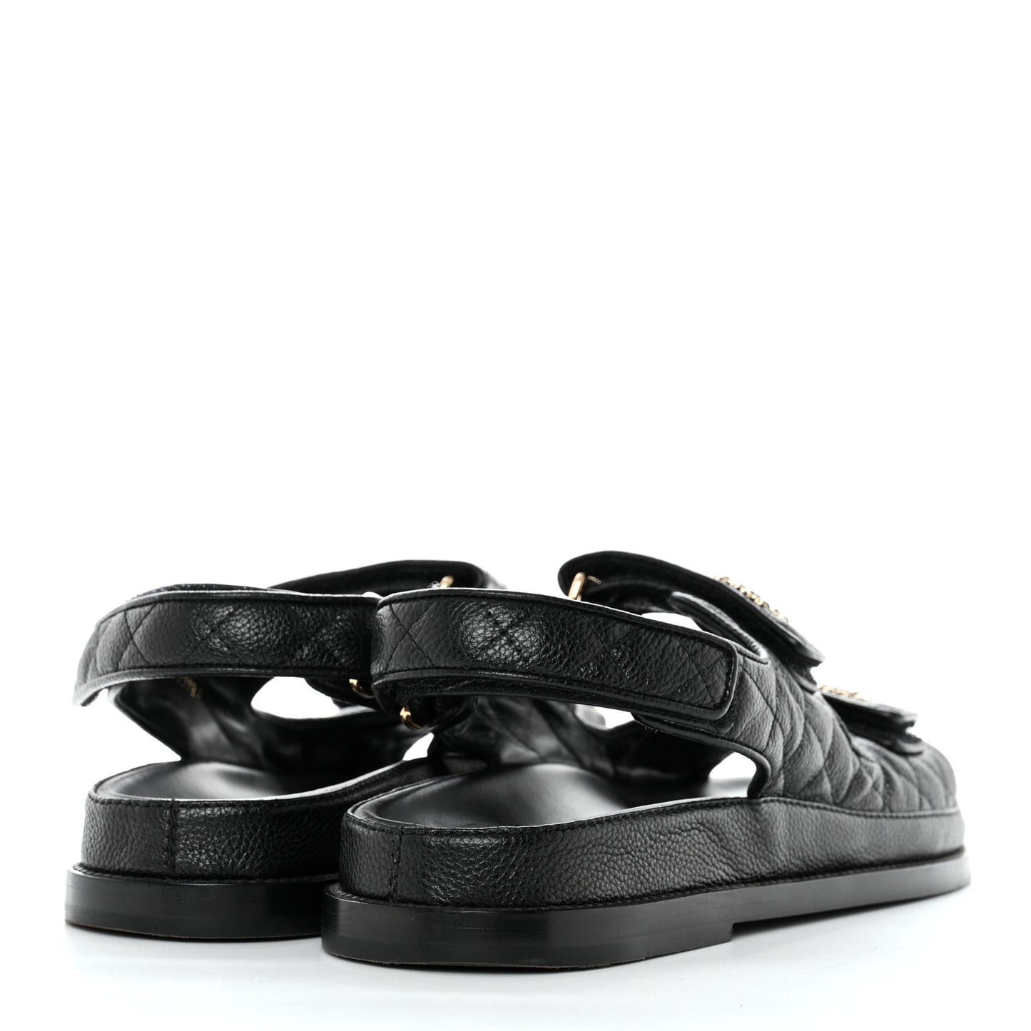 Grained Calfskin Velcro Dad Sandals 39.5 Black