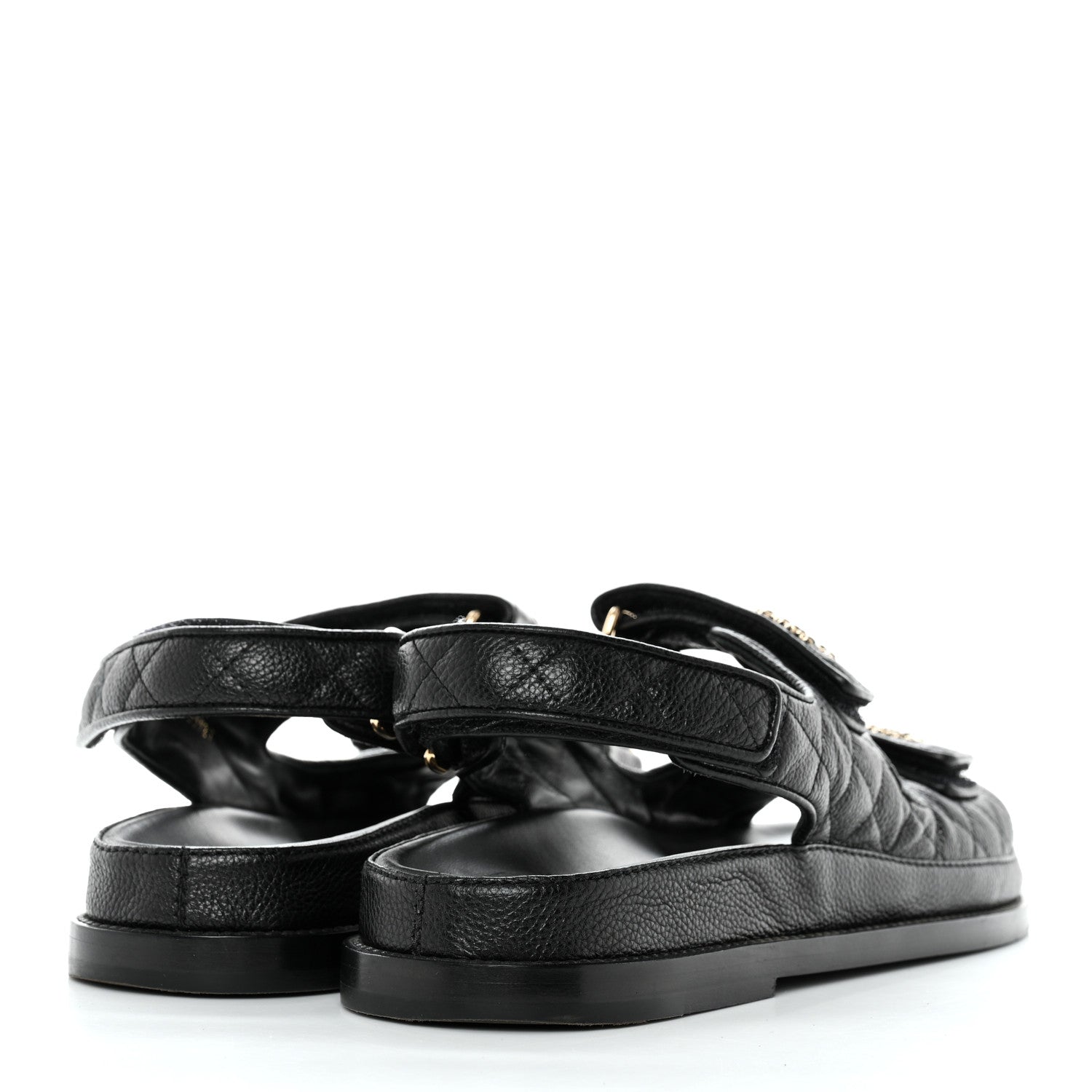 Chanel Grained Calfskin Velcro Dad Sandals 39.5 Black 4 of 8