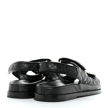 Chanel Grained Calfskin Velcro Dad Sandals 39.5 Black 4 of 8