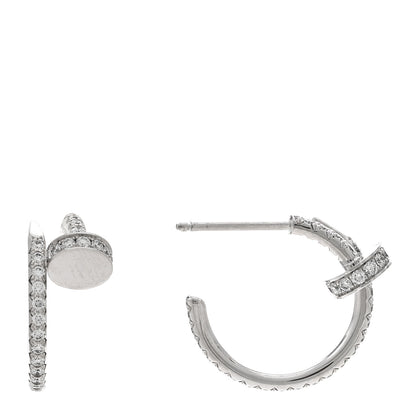Cartier 18K White Gold Diamond Juste Un Clou Pave Hoop Earrings 1 of 5