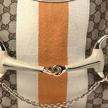 Gucci Monogram Large Horsebit Web Shoulder Bag White 8 of 13