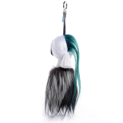 Fendi Fox Mink Goat Fur Karlito Bag Charm Black White Verde 3 of 5