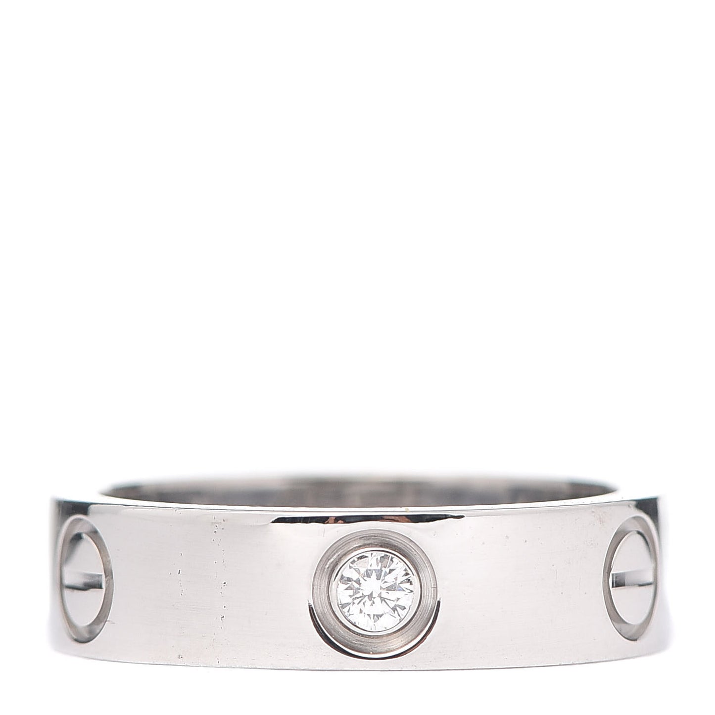 18K White Gold 3 Diamond 5.5mm LOVE Ring 54 6.75