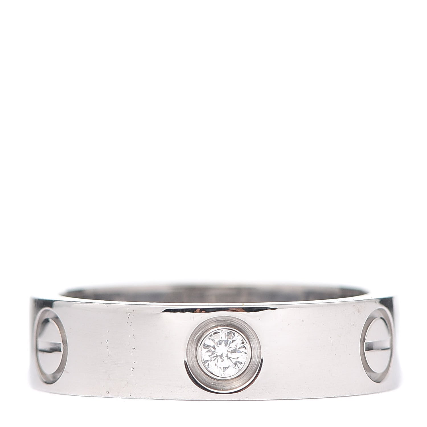 Cartier 18K White Gold 3 Diamond 5.5mm LOVE Ring 54 6.75 1 of 4