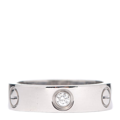 Cartier 18K White Gold 3 Diamond 5.5mm LOVE Ring 54 6.75 1 of 4