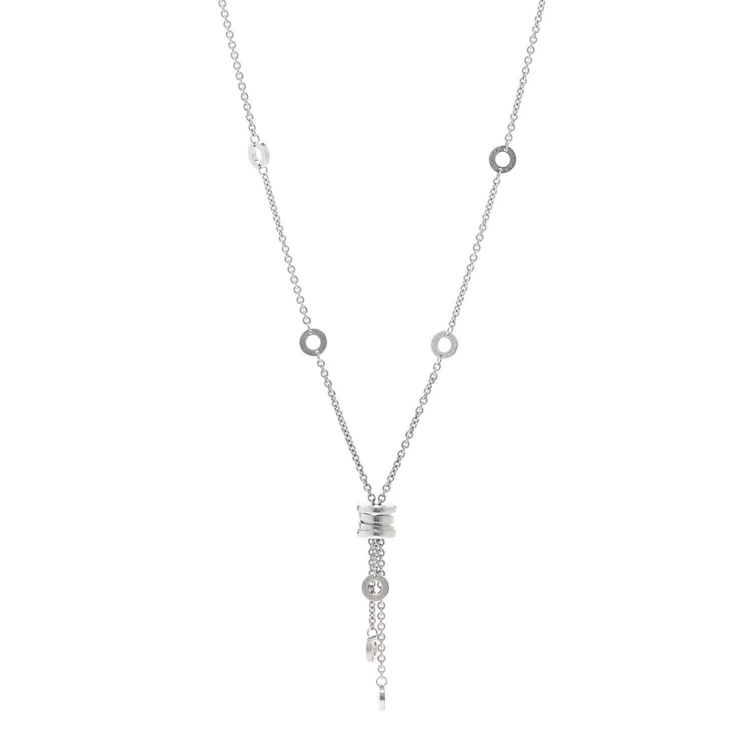 Bulgari 18K White Gold Diamond B.Zero1 Drop Necklace 1 of 5