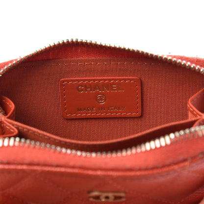 Chanel Pearly Caviar Quilted Zip Coin Purse Orange 6 of 10