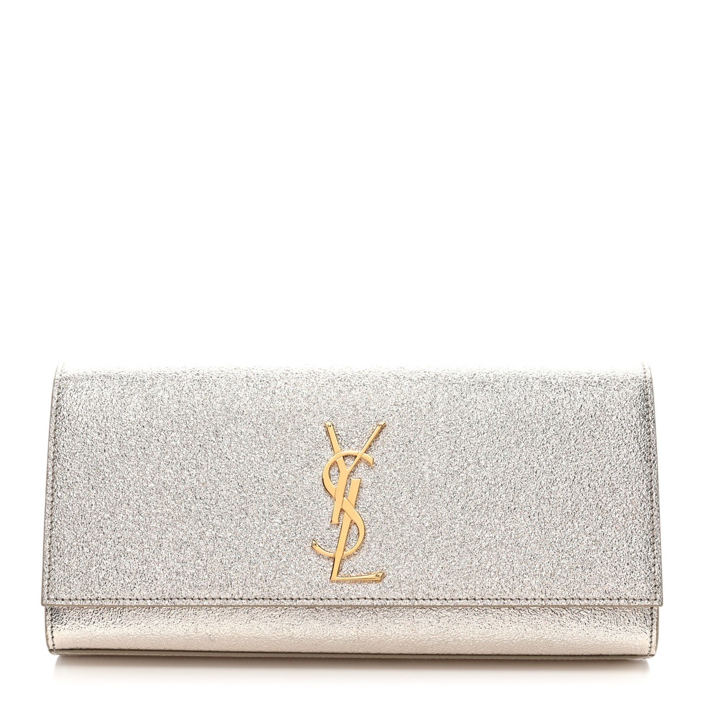 Textured Metallic Calfskin Classic Monogram Cassandre Clutch Pale Gold