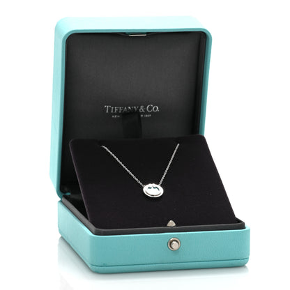 Tiffany 18K White Gold Turquoise T Circle Pendant Necklace 5 of 5