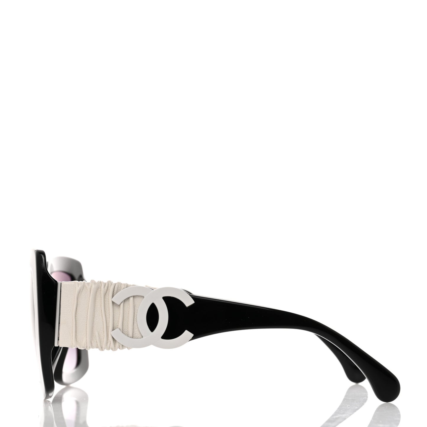 Acetate Calfskin Square Sunglasses 5474-Q-A Black White