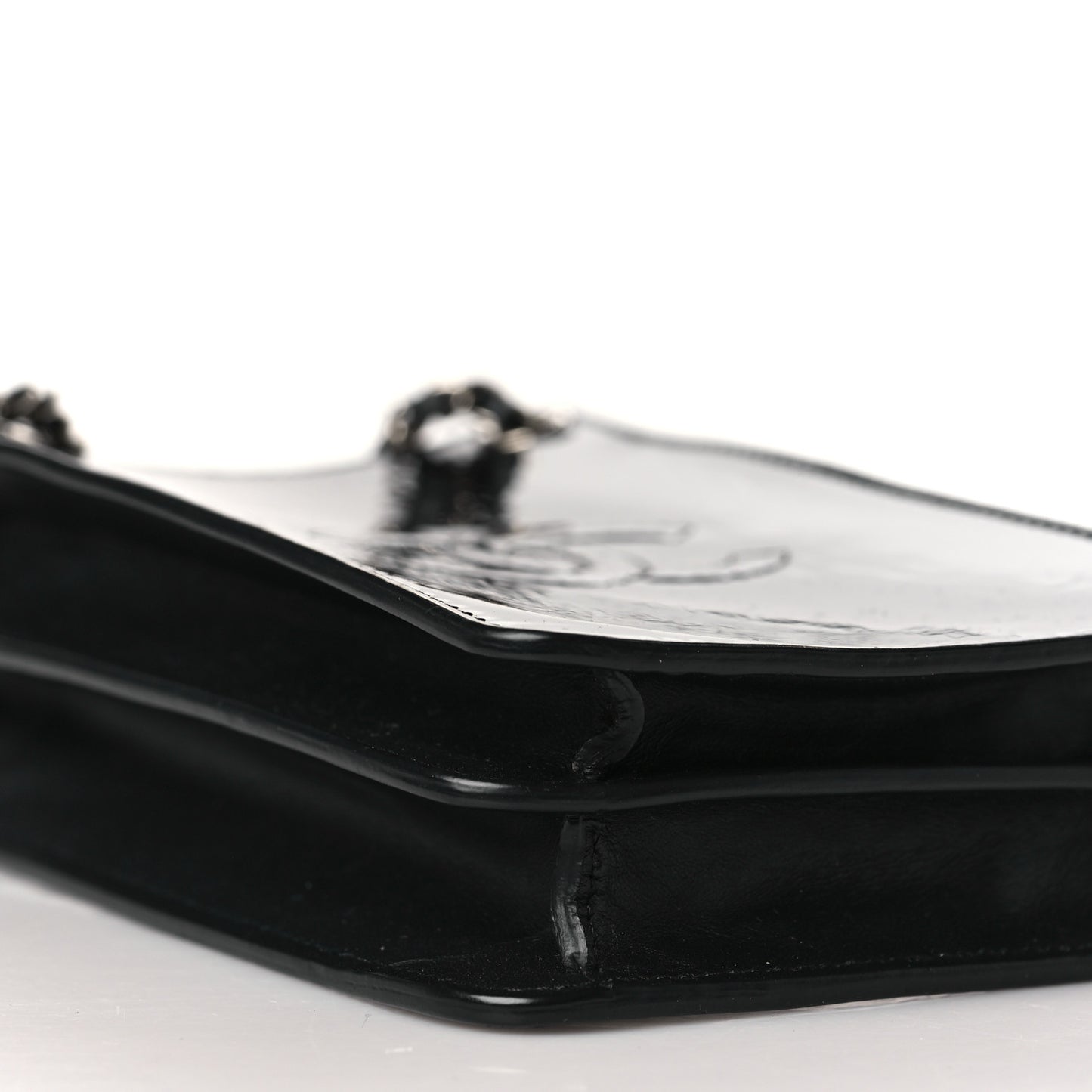 Patent CC Phone Holder Crossbody Black
