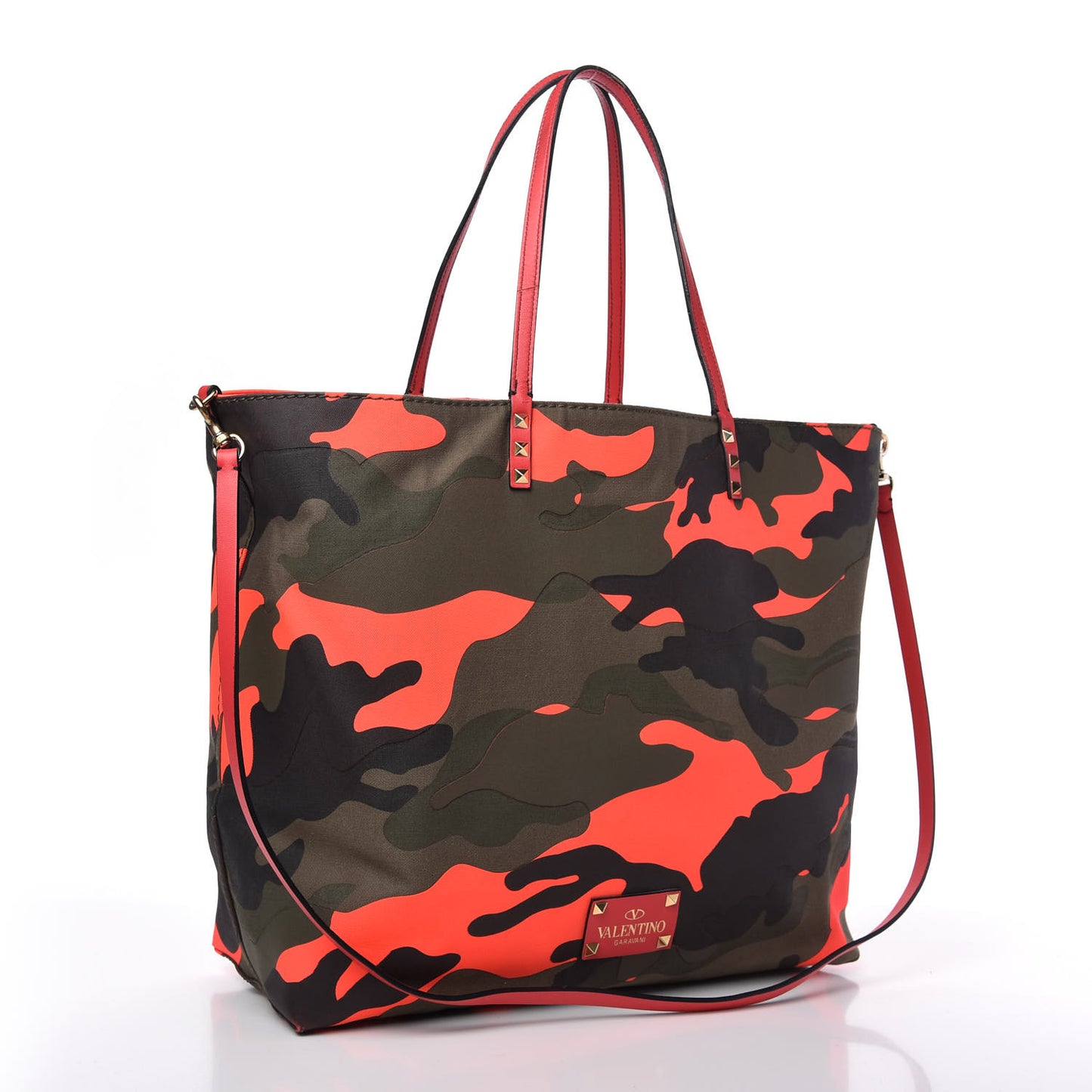 Canvas Camouflage Rockstud Reversible Tote Pink