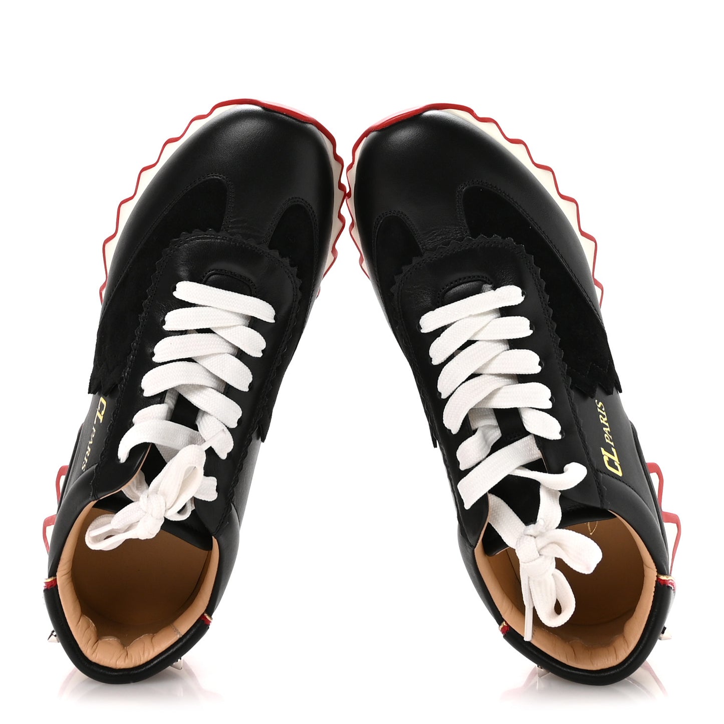 Calfskin Suede Patent Womens Loubishark Sneakers 38.5 Black Loubi