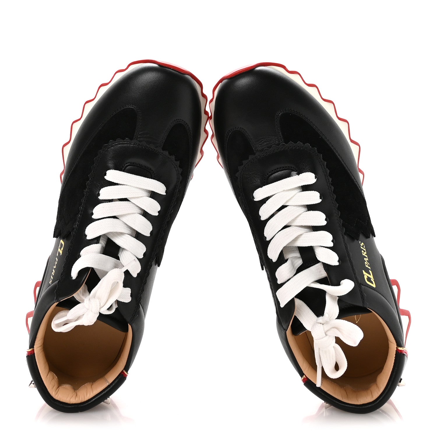 Christian Louboutin Calfskin Suede Patent Womens Loubishark Sneakers 38.5 Black Loubi 2 of 7