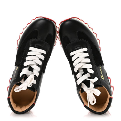 Christian Louboutin Calfskin Suede Patent Womens Loubishark Sneakers 38.5 Black Loubi 2 of 7