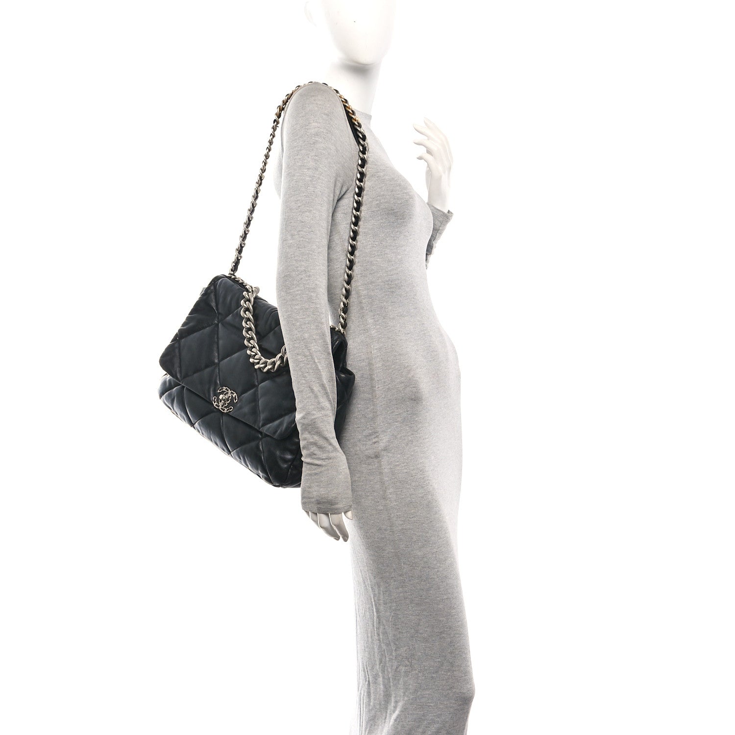 Chanel Lambskin Quilted Maxi Chanel 19 Flap Black 2 of 10
