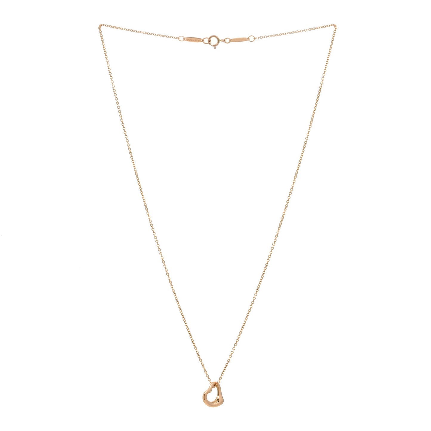 18K Rose Gold 11mm Elsa Peretti Open Heart Pendant Necklace