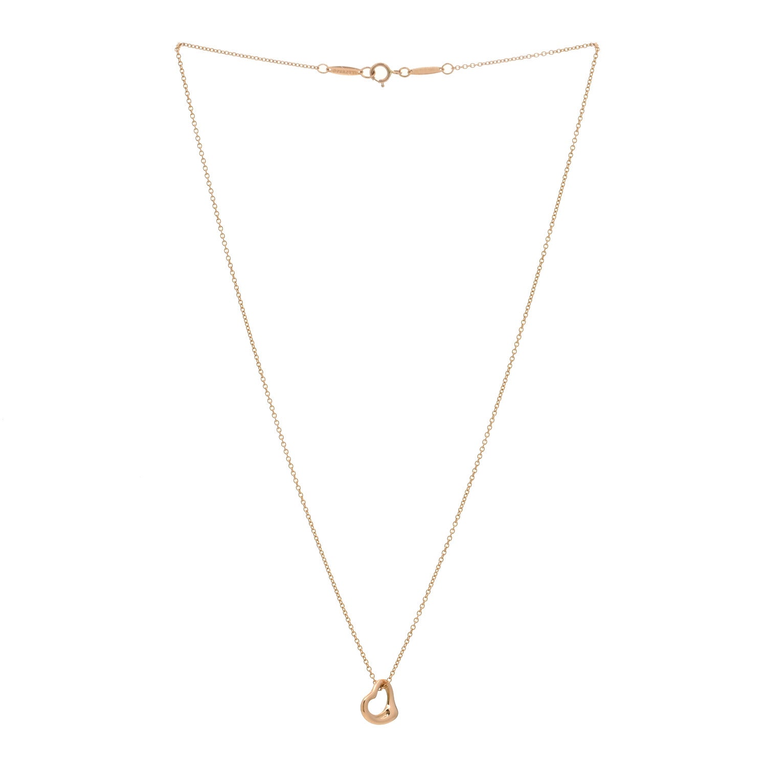 Tiffany 18K Rose Gold 11mm Elsa Peretti Open Heart Pendant Necklace 2 of 3