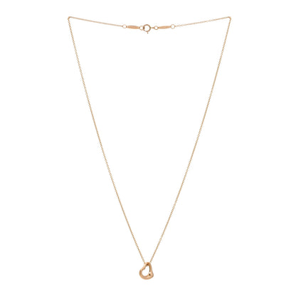 Tiffany 18K Rose Gold 11mm Elsa Peretti Open Heart Pendant Necklace 2 of 3