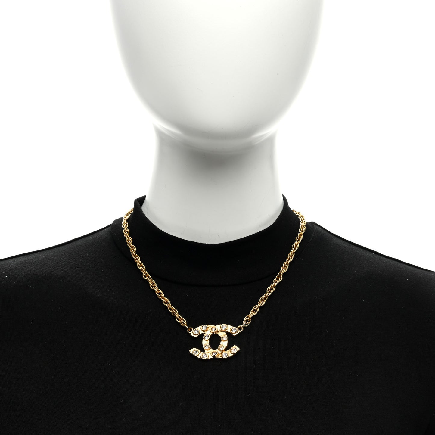 Crystal CC Chain Necklace Gold