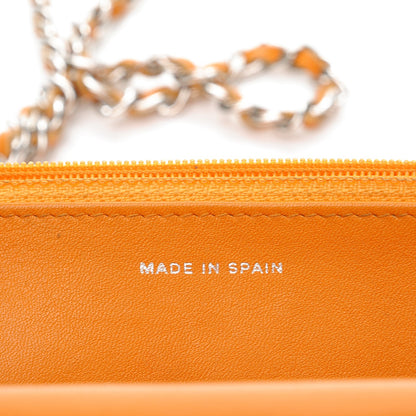 Chanel Patent Quilted Wallet On Chain WOC Orange 7 of 12