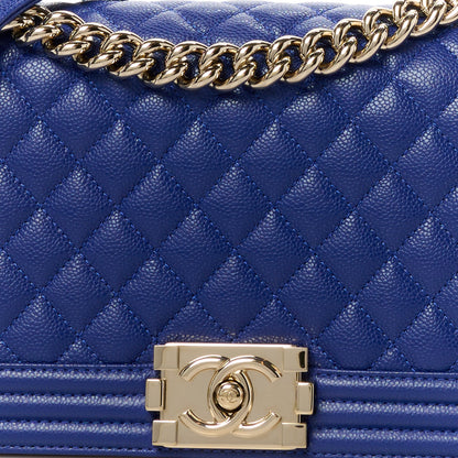 Chanel Caviar Quilted Medium Boy Flap Blue 8 of 11