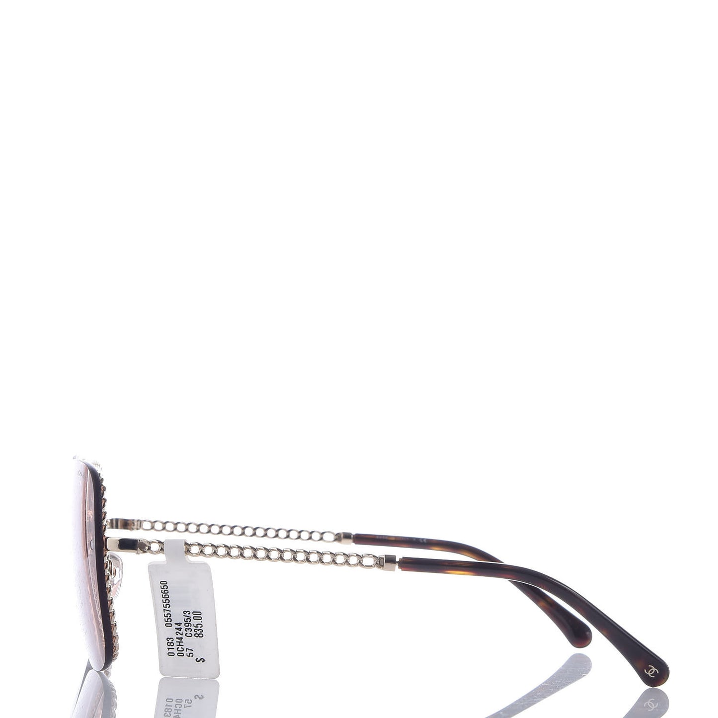 Metal Removable Chain Square Sunglasses 4244 Light Brown