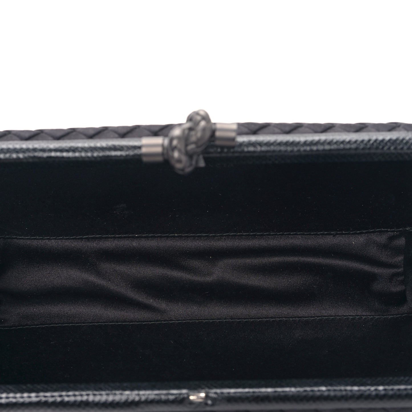 Satin Ayers Intreccio Impero Stretch Knot Clutch Black
