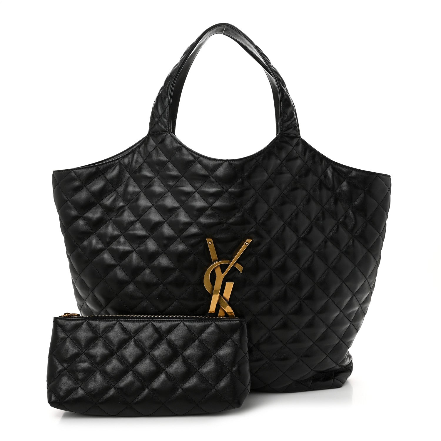 Saint Laurent Lambskin Quilted Maxi Icare Shopping Tote Black 3 of 12