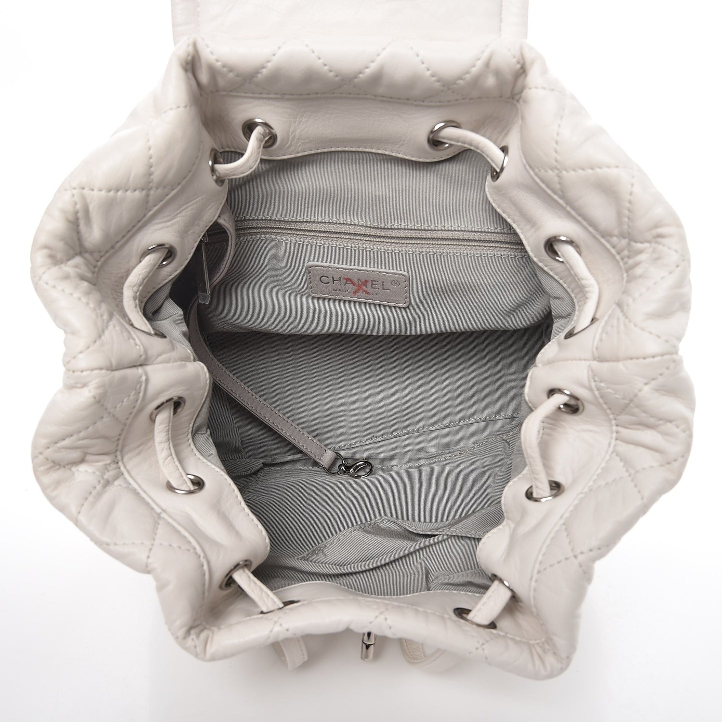 Lambskin Quilted Beijing Backpack Bag White