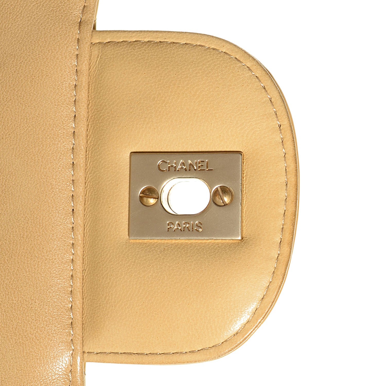 Chanel Metallic Patent Quilted Maxi Single Flap Beige 8 of 8