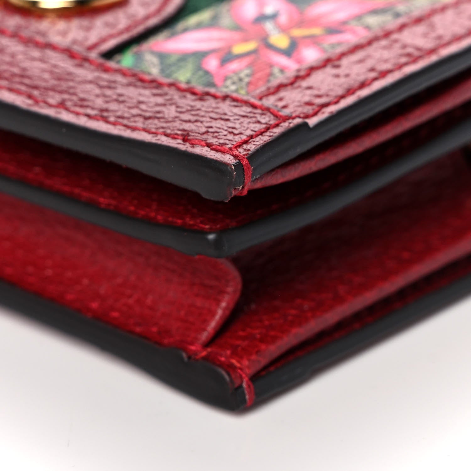 Gucci GG Supreme Monogram Flora Web Ophidia Card Case Red 11 of 12
