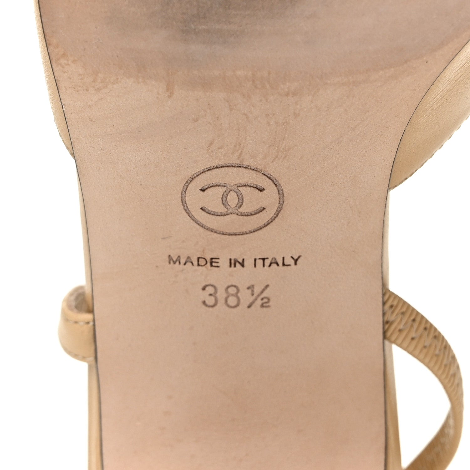 Chanel Goatskin Grosgrain Cap Toe CC Slingback Sandals 38.5 Beige Black 6 of 8