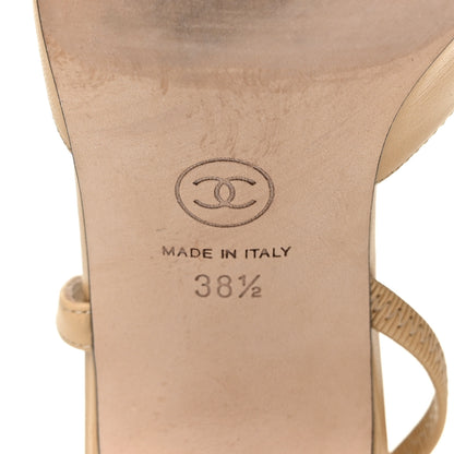 Chanel Goatskin Grosgrain Cap Toe CC Slingback Sandals 38.5 Beige Black 6 of 8