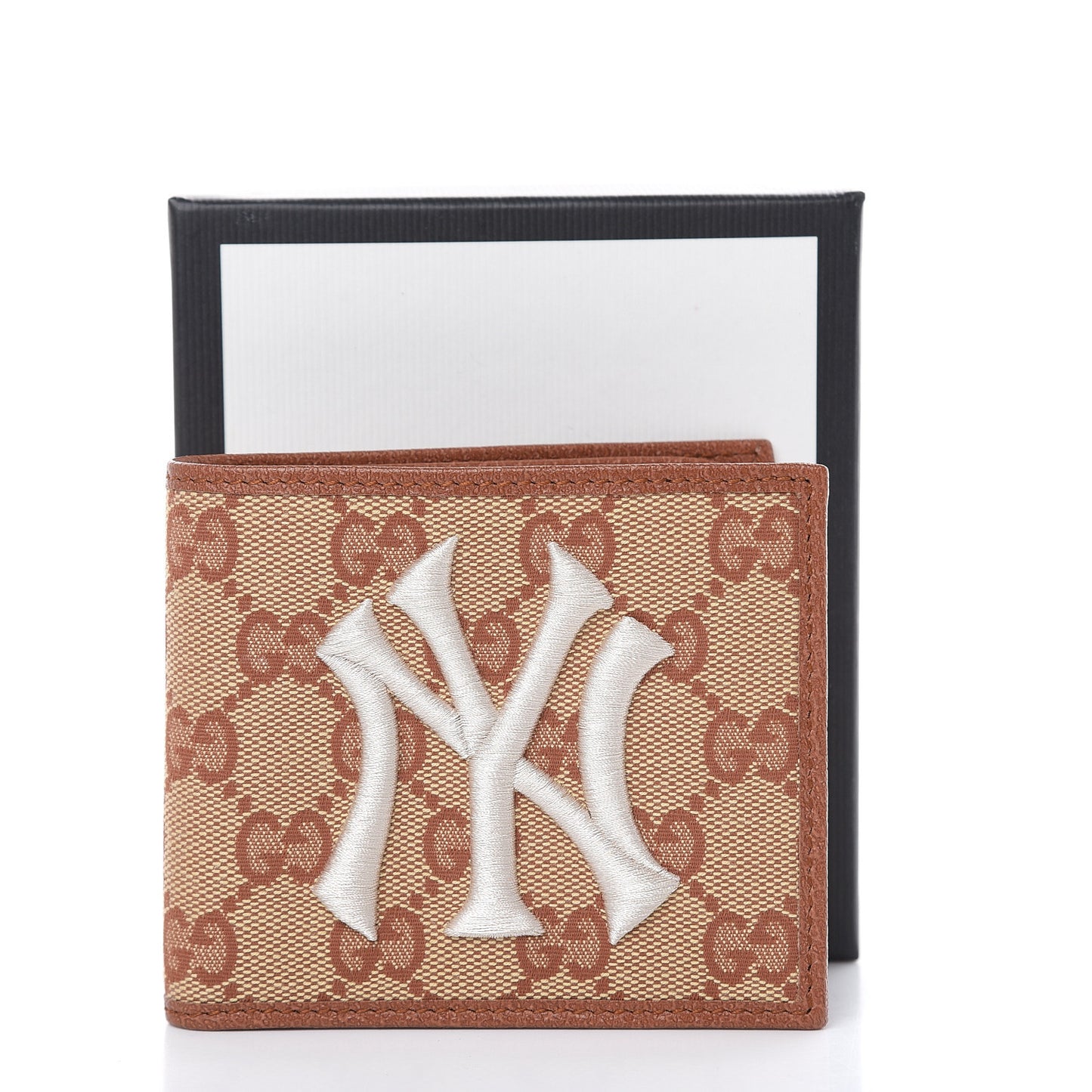 X MLB Monogram NY Yankees Bi-Fold Wallet Beige Ruggine Ivory