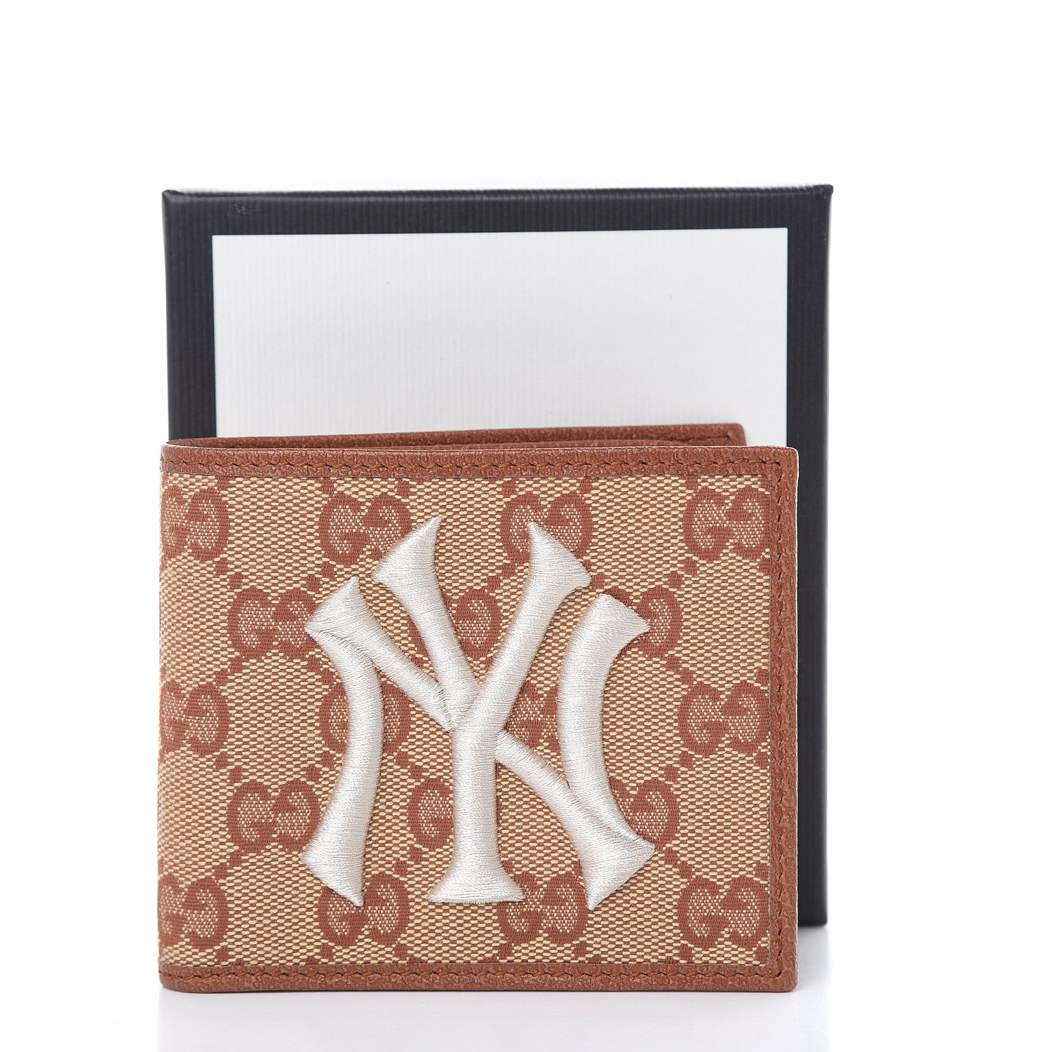 Gucci X MLB Monogram NY Yankees Bi-Fold Wallet Beige Ruggine Ivory 9 of 9