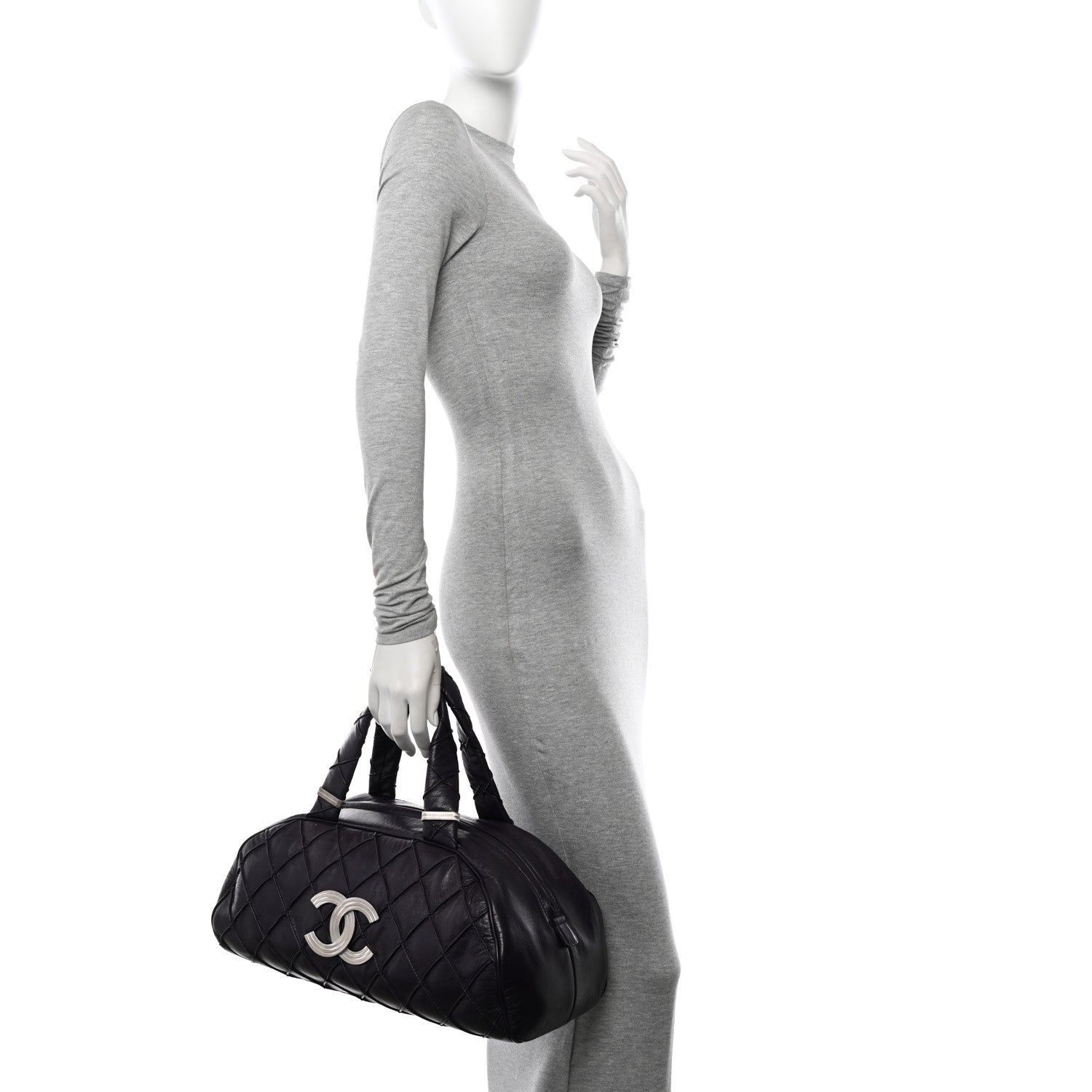 Chanel Lambskin Quilted Large Bowler Purple 2 of 12