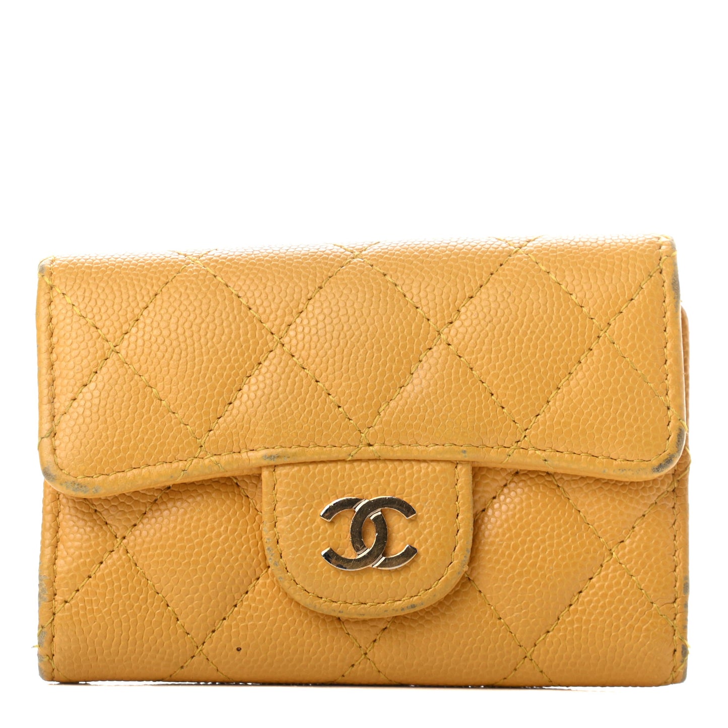 Caviar Quilted Classic 4 Key Holder Wallet Yellow