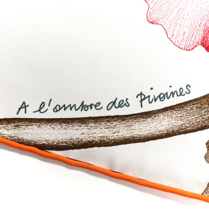 Hermes Silk A l'Ombre des Pivoines Scarf 90 White Orange Vert 5 of 10