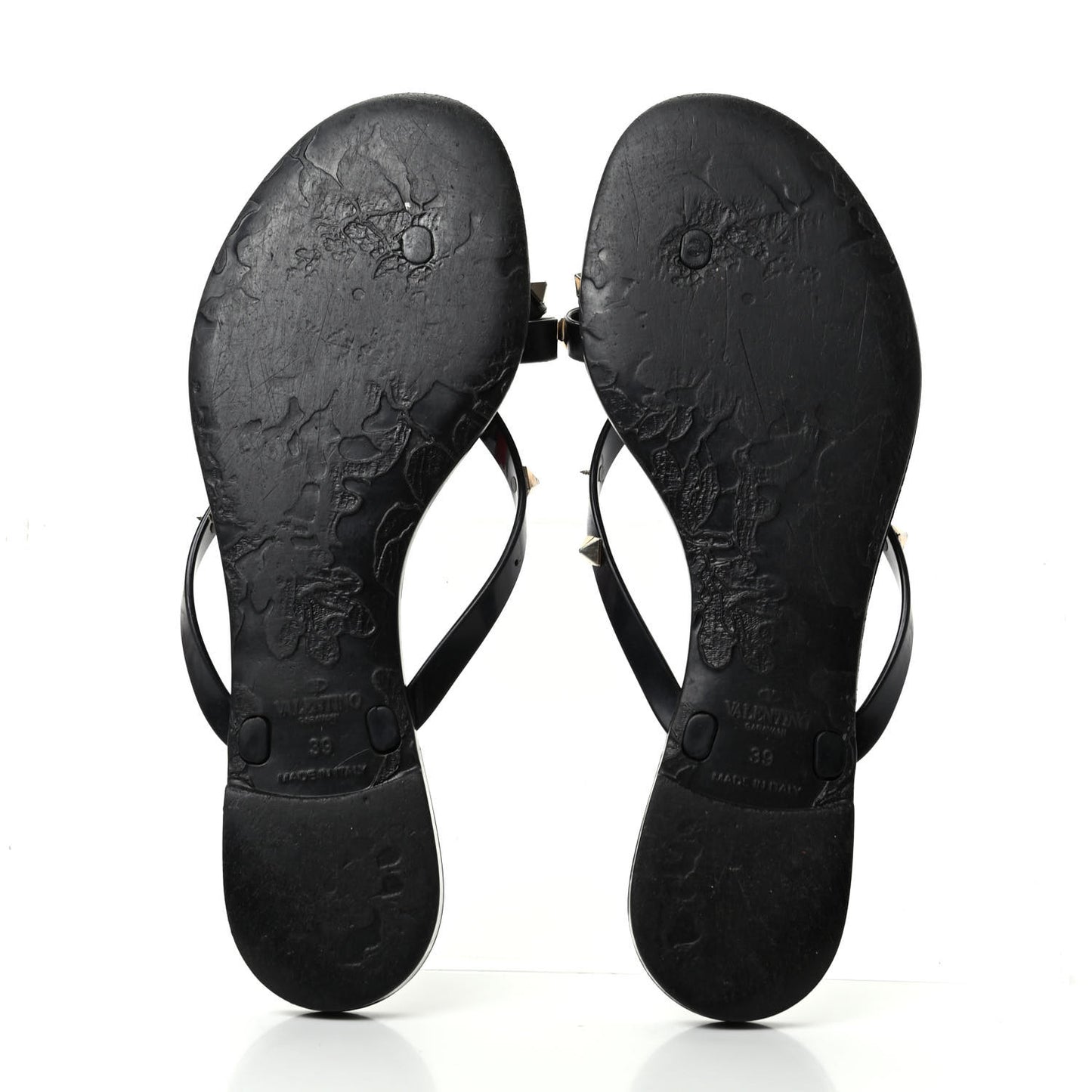 PVC Jelly Rockstud Bow Thong Sandals 39 Black