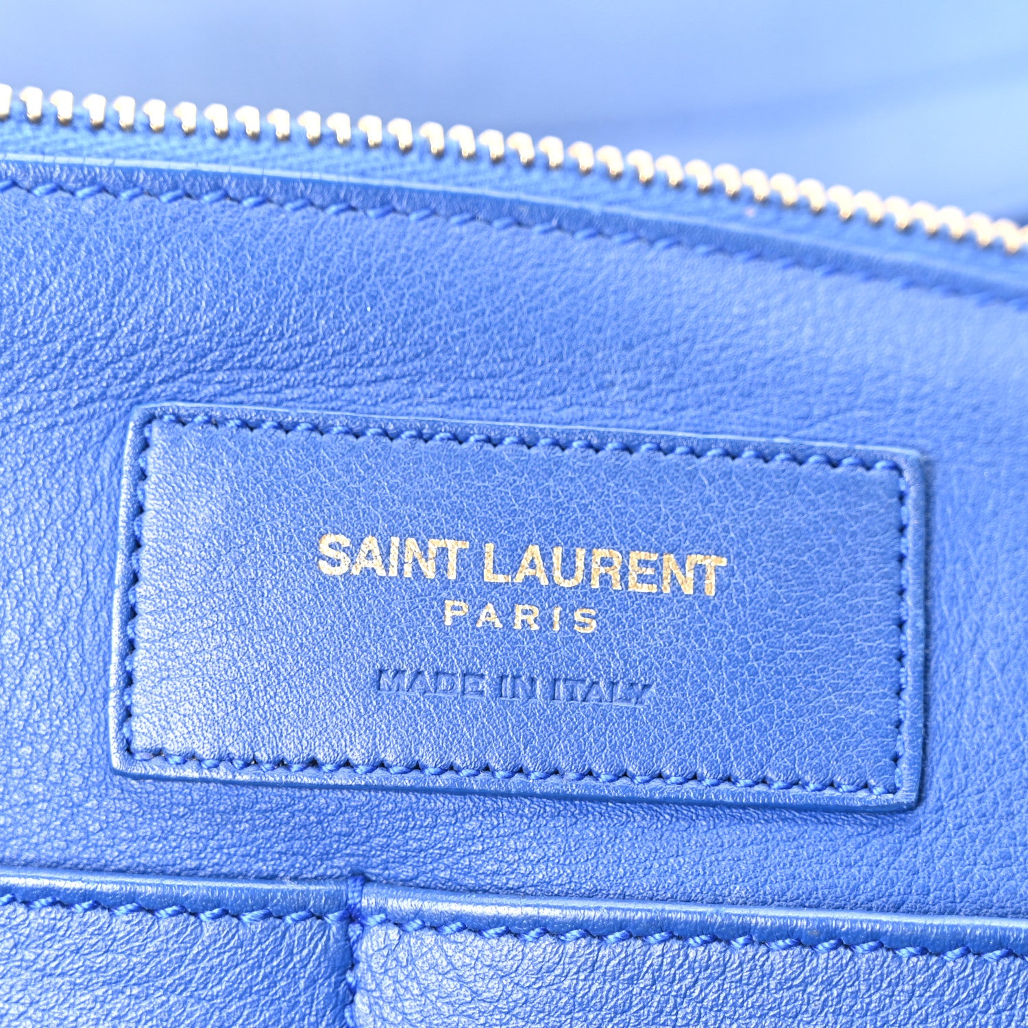 Saint Laurent Calfskin Medium Monogram Cabas Blue Majorelle 6 of 9