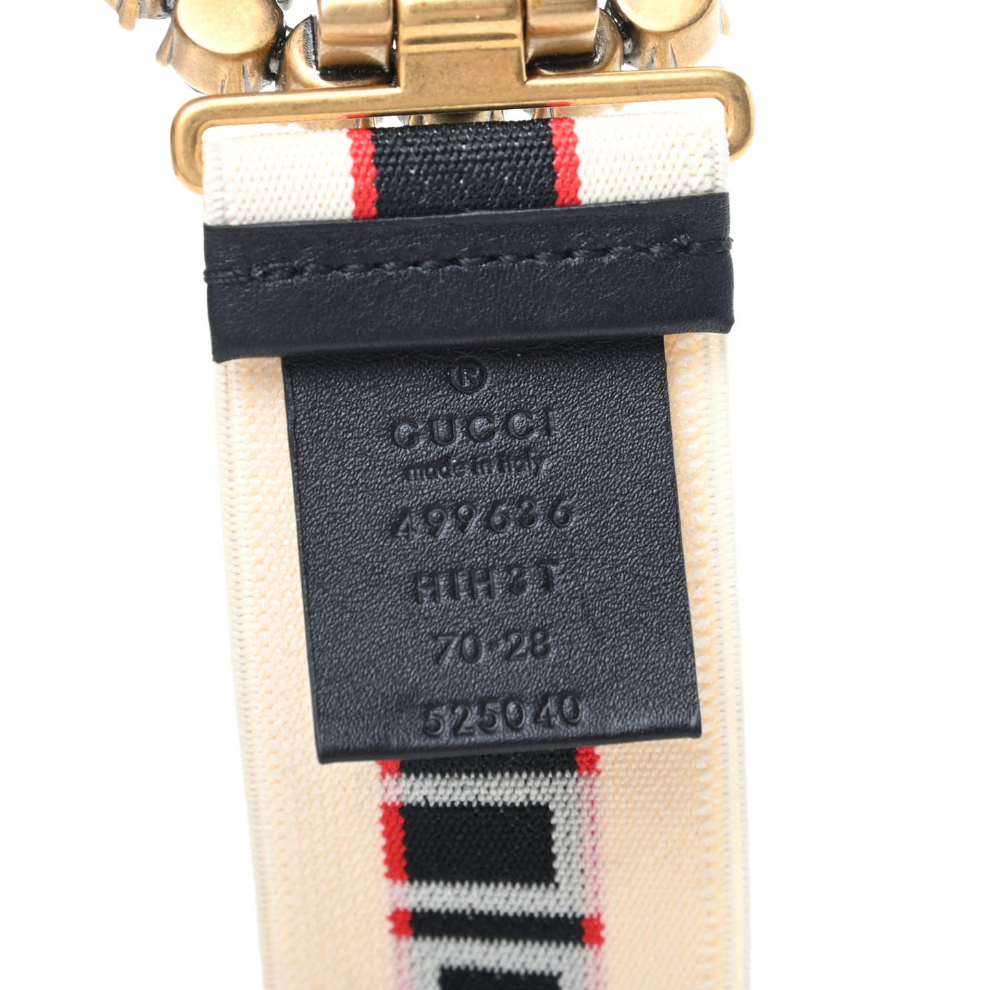 Jacquard Crystal Stripe Double G Belt 70 28 White