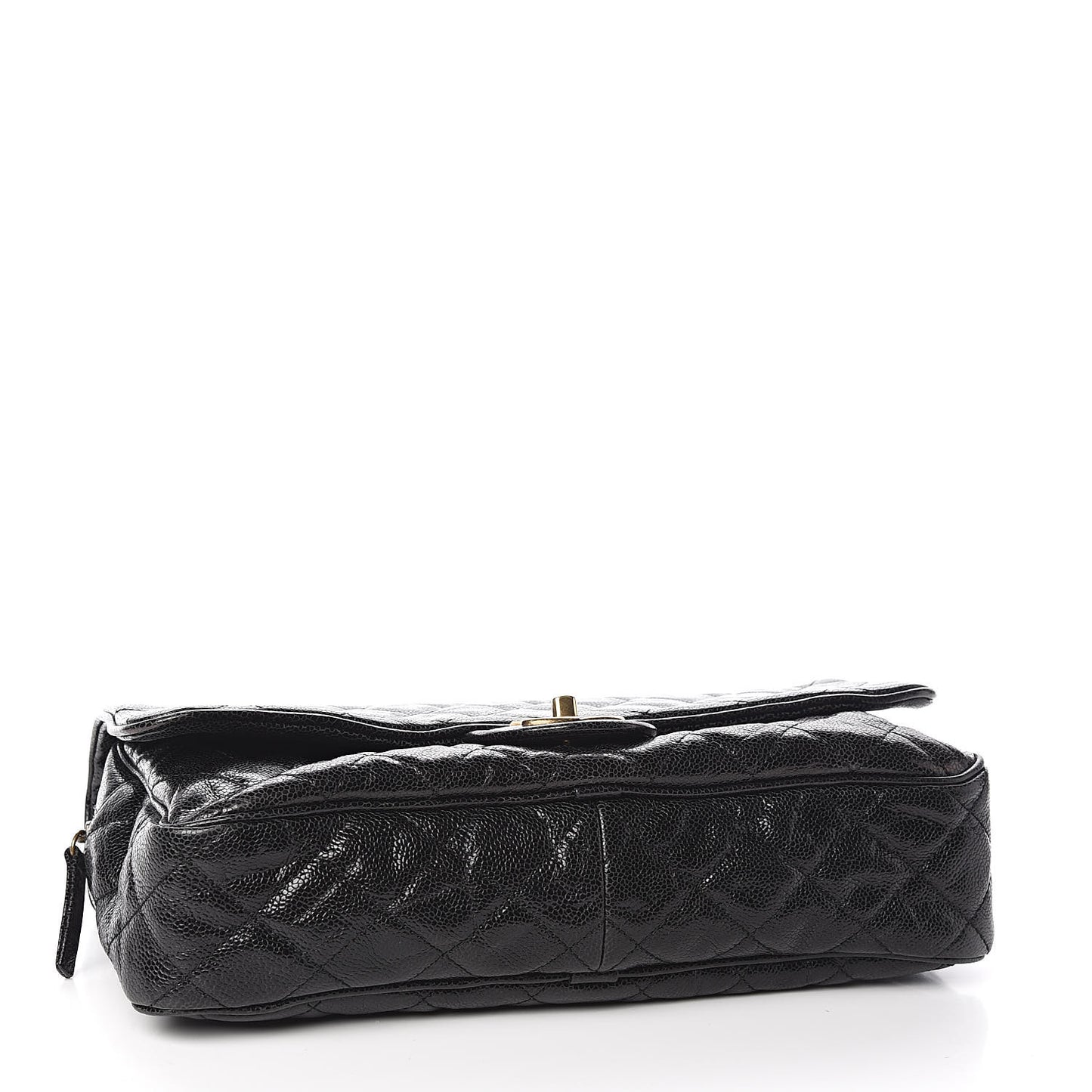Crumpled Grained Calfskin Quilted Large Shiva Flap Black